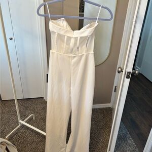 White Corset Back Bridal/Bach/Wedding Jumpsuit